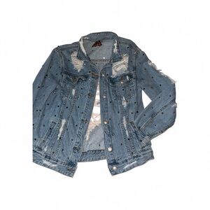Signature Distressed Blue Denim Jacket